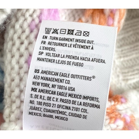 American Eagle Womens Crew Neck Knit Sweater Multi Color Zigzag Print NWT XL - Picture 8 of 8